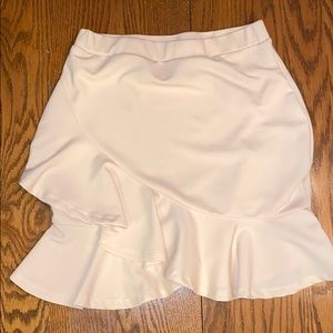 cream ruffled bodycon skirt